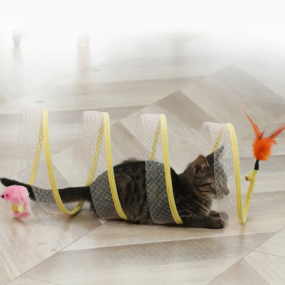 Foldable S-Type Cat Tunnel Toy with Crinkle Balls