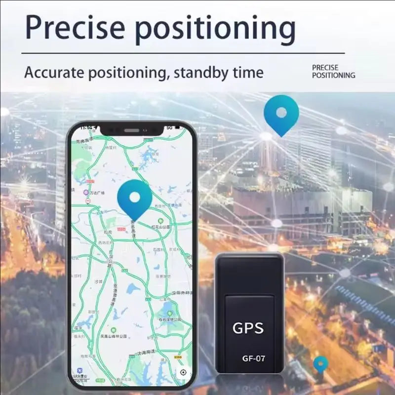 Magnetic Mini GPS Locator with compact design for real-time tracking of vehicles, bags, and personal belongings.