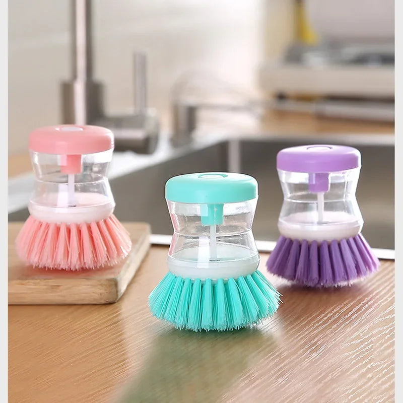 Dish Brush with Soap Dispenser – Kitchen Pot & Utensil Cleaner