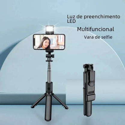 Bluetooth Selfie Stick Tripod with Fill Light – Wireless Remote