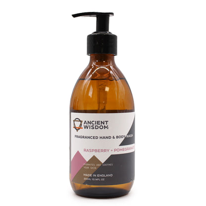 Raspberry & Pomegranate Hand & Body Wash 300ml bottle for daily gentle cleansing and moisturizing skin care