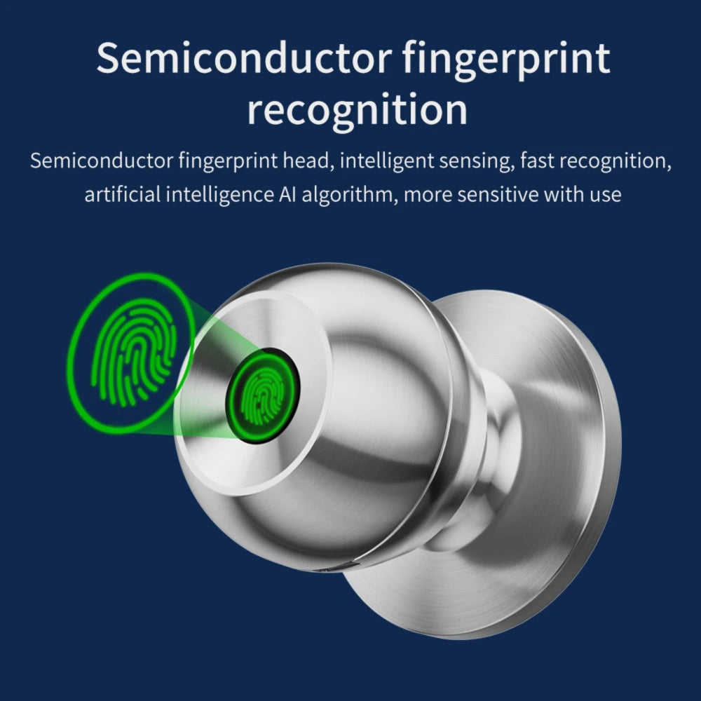 Fingerprint smart door lock handle with biometric access, keyless entry, and secure modern design for residential and office doors.