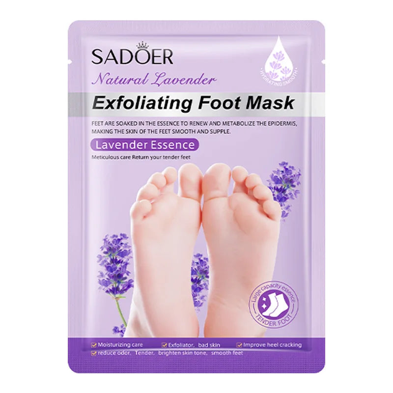 SADOER Lavender Exfoliating Foot Peel Mask for Dry Feet and Cracked Heels